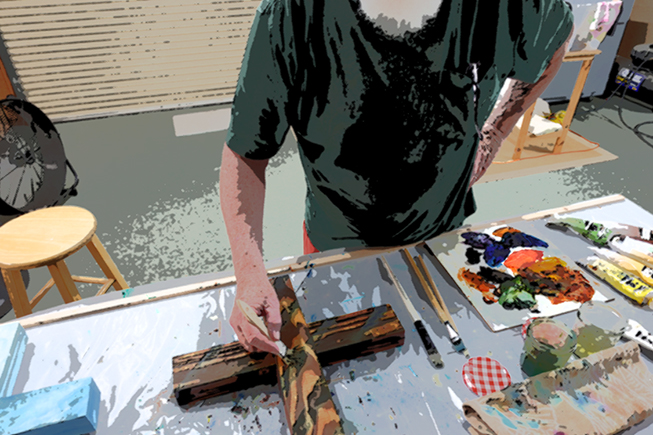 Artisan at work in the See Across studio in Marianna, Florida